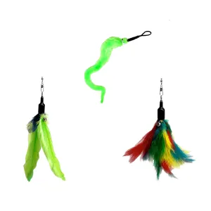 Bundle 4 Green Worm, Rainbow & Chicken (Green) Attachment for zaBird Cat Wand
