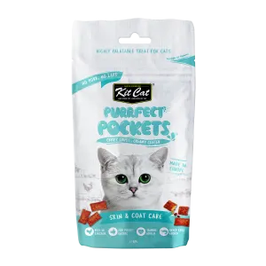 pack shot of the treats with a cat image and treats