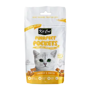 pack shot of the treats with a cat image and treats