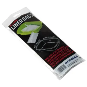 images of the packaging, drawing of a litter box with measurements for a large bag