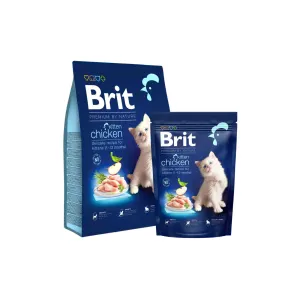 Navy blue bag of Brit premium dry kitten food