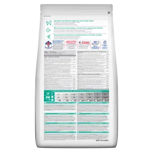 back of pack with ingredients, composition, feeding guide etc