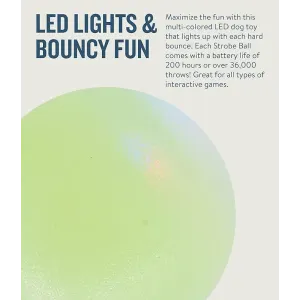 green strobe ball on bottom left with led lighting info on top right