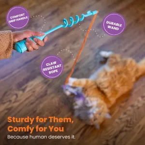 handle, durable wand & claw resistant rope features