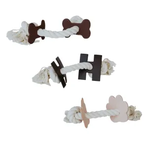 Huntlea 2-Knot Rope & Leather Dog Chew Toy