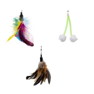 zaBird Cat Wand Attachment Bundle 1 - Flying Fox, Rainbow & Green Stilt Pompom