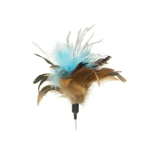 blue teaser with feathers and crinkle paper