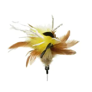 yellow teaser with feathers and crinkle paper
