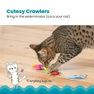 cat playing with bug toys