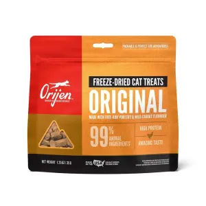 Orange bag of Orijen Freeze Dried Original Cat treats