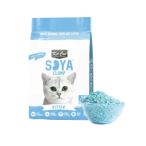 Baby blue bag of soya clump litter for kittens