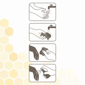 Four blocks each showing animated images for teh steps to using the produict