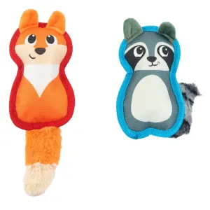 Fire Biterz Squeak & Chew Dog Toy - Raccoon & Fox