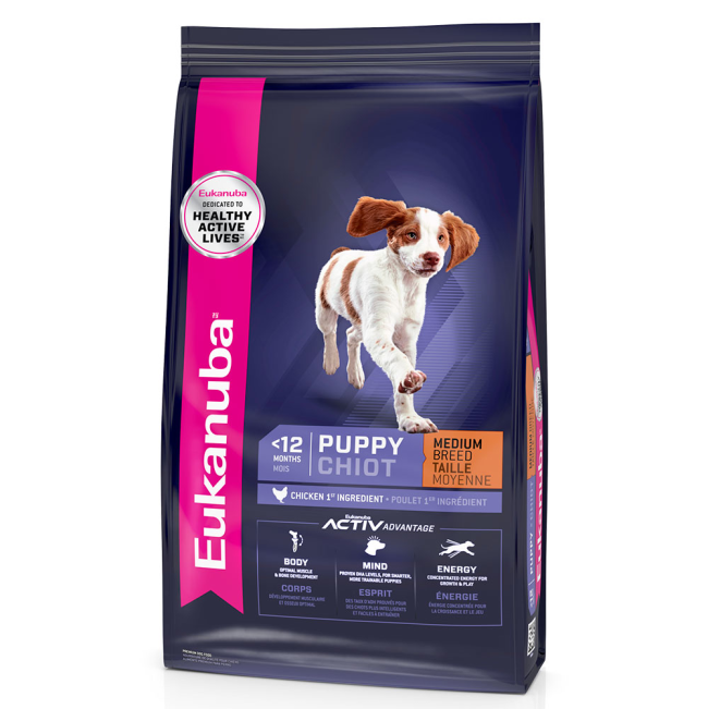 Eukanuba puppy food for medium dogs up to 1 year old with chicken