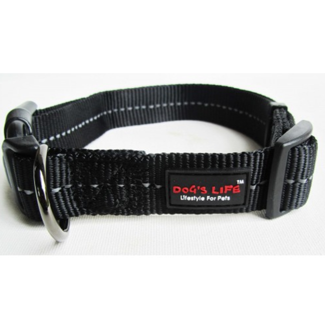 Reflective Supersoft Webbing Dog Collar - Black