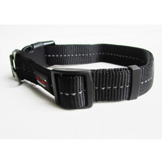 Reflective Supersoft Webbing Dog Collar - Black