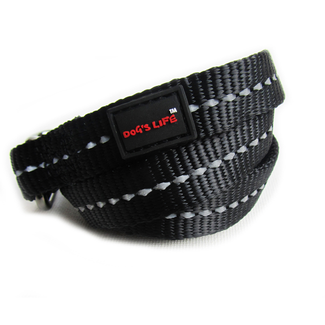 Reflective Supersoft Webbing Dog Lead - Black
