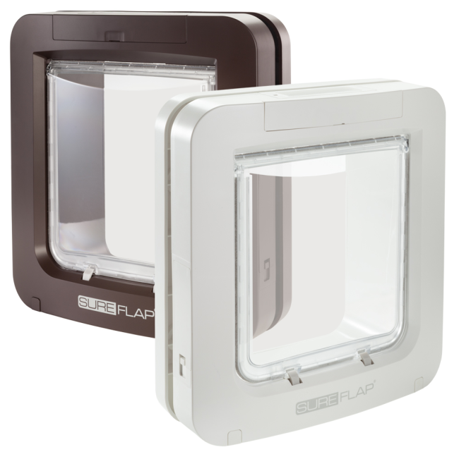 Brown and white sureflap microship pet doors