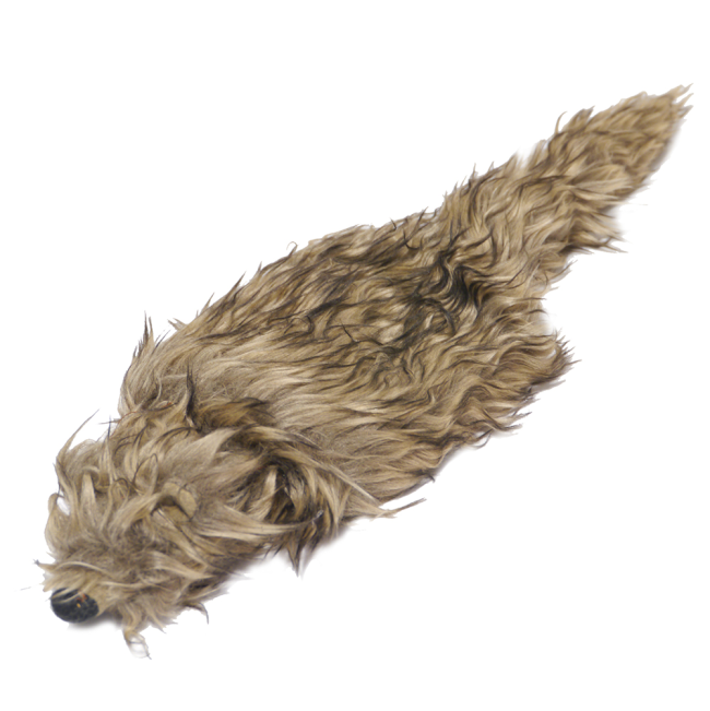 Furry grey rodent-like animal stuffed cat toy