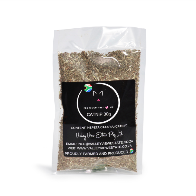 Small clear plastic bag of dried catnip