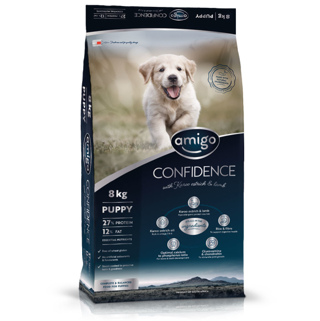 Navy bag of Amigo Confidence puppy food