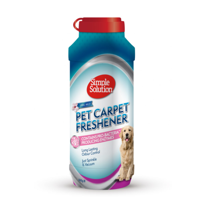 Plastic bottle of Simple solution carpet freshener