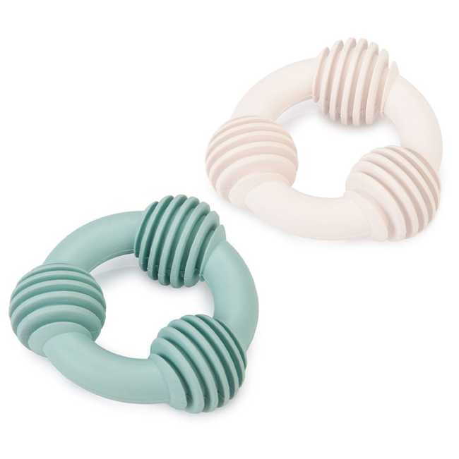 Triangular shaped dental puppy ring toys