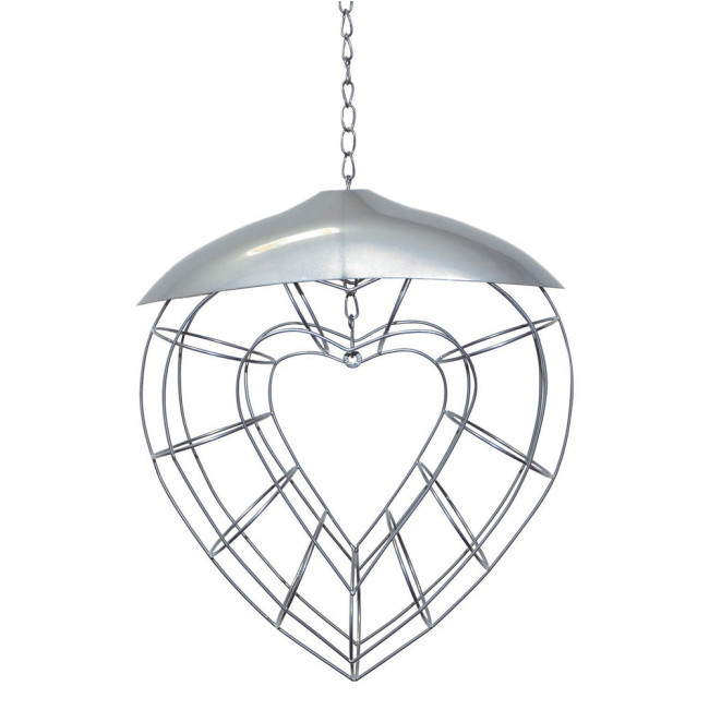 Heart shaped silver metal suet ball holders