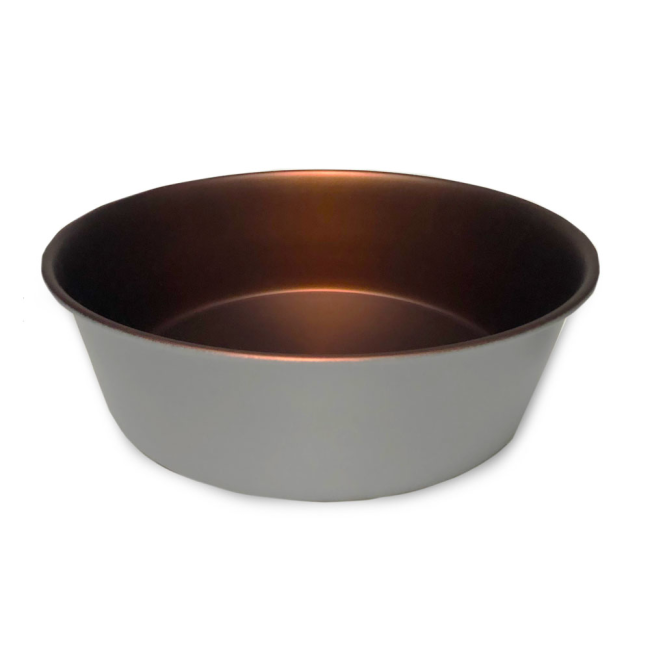Matt grey with copper lining steel pet bowl