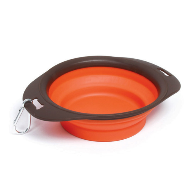 Orange silicone foldable dog bowl
