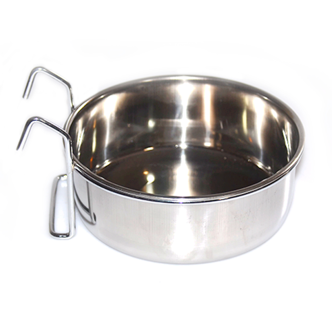 Stainless Steel Food Bowl Pet Dog Cat Cage Coop Hook Cup Cage