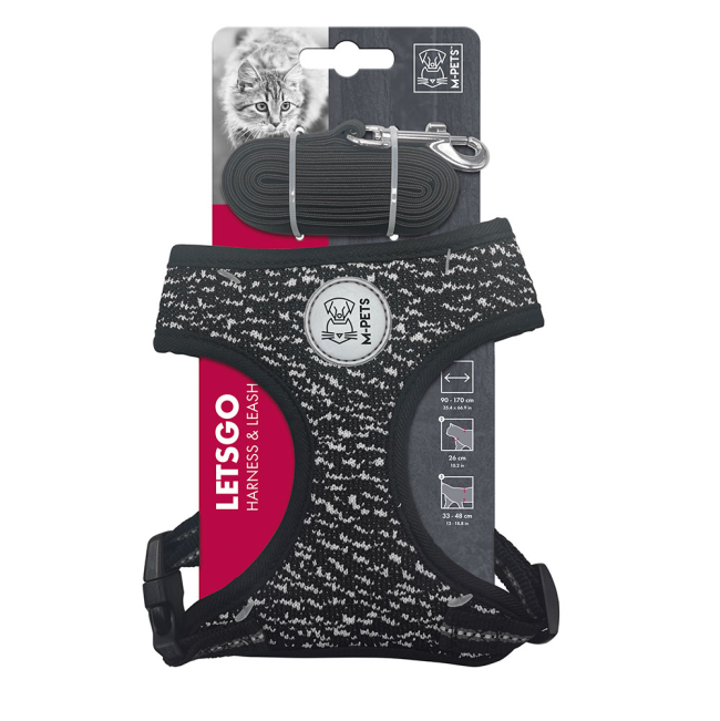 Letsgo Cat Harness & Leash Set - Black