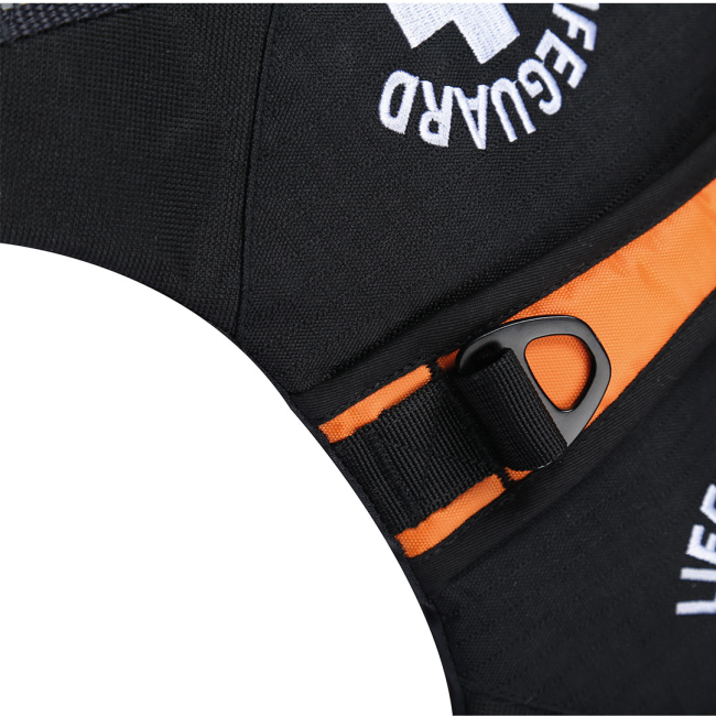 closeup of material of dog life jacket