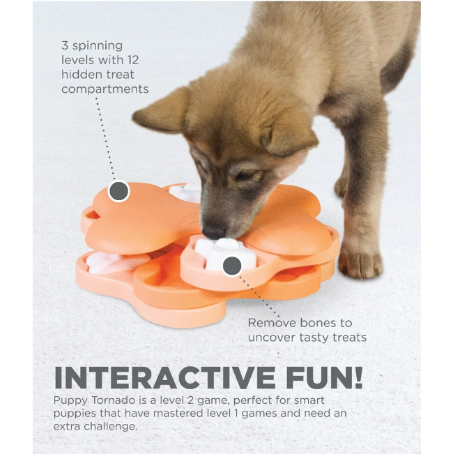 Interactive fun with the puppy tornado puzzle toy