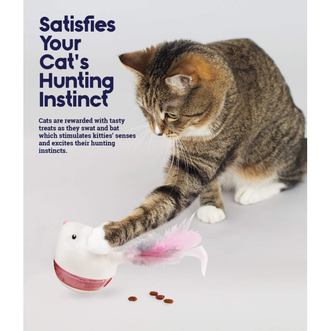 picture of the hunt 'n swat cat treat toy with cat swatting at the toy
