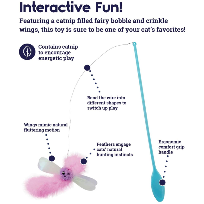 Fairy Flutter Teaser Cat Wand Toy interactive fun picture with information