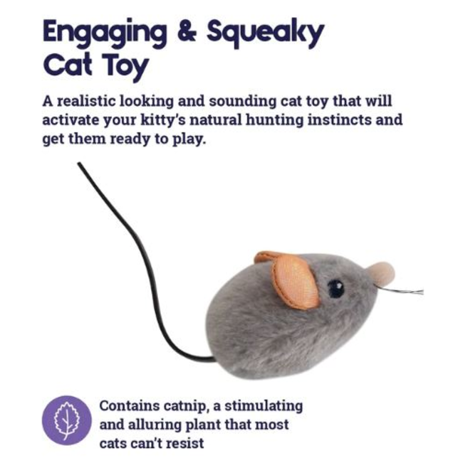 Squeak Squeak Mouse Cat Toy Engaging cat toy with catnip inside