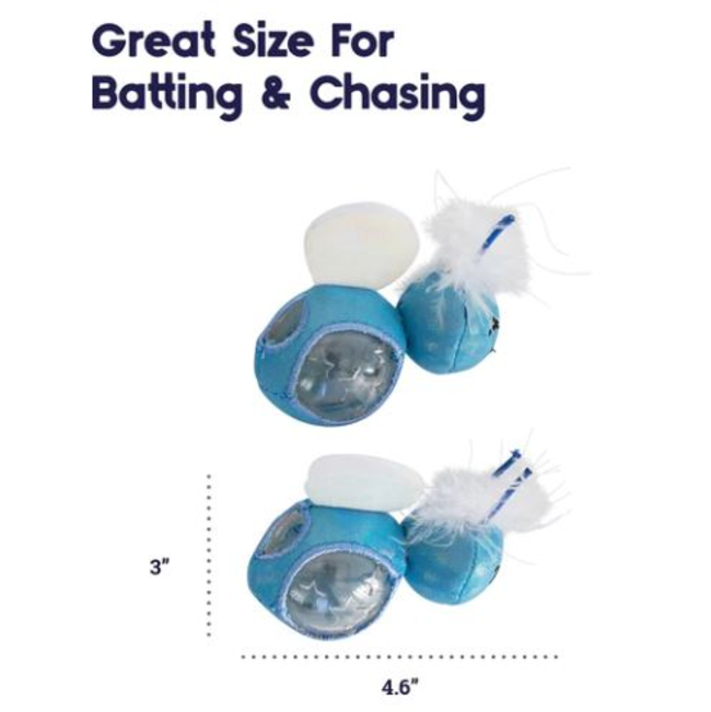 Firefly Treat Stuffer Cat Toy size chart blue and white toy