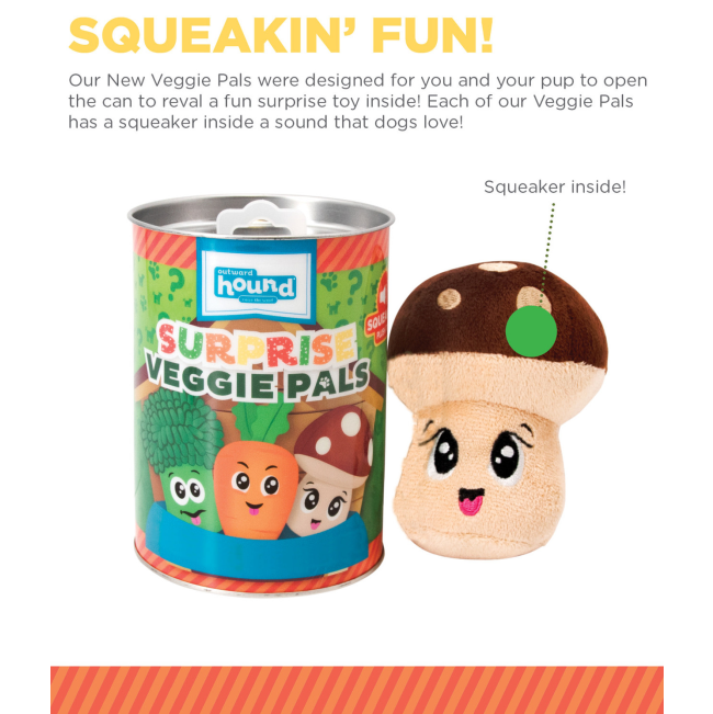 Surprise Veggie Pal Plush Dog Toy squeaking fun