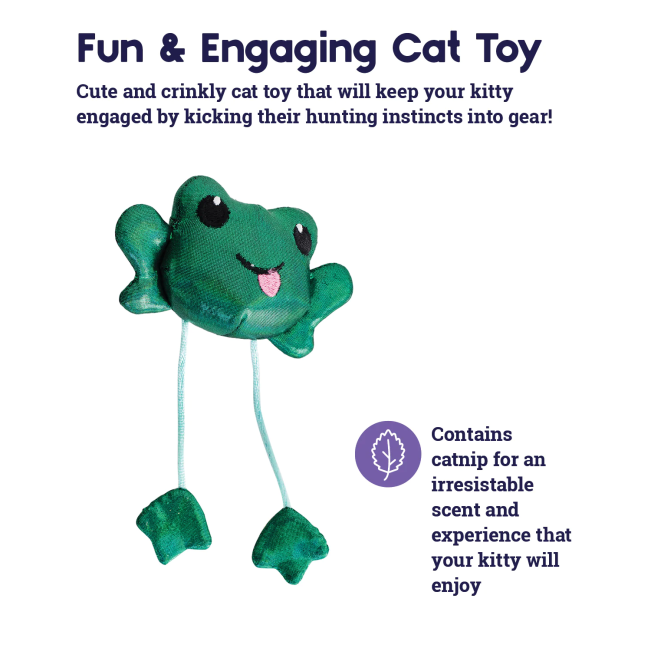 Toss 'N Dangle Frog Cat Toy Fun and Engaging Cat Toy with green frog