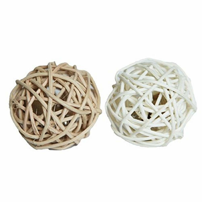 Silvervine Rattan Balls white and brown cat toys