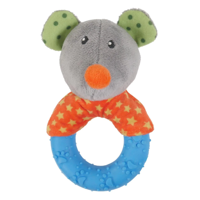 Rosewood Little Nippers Mischief Mouse red, blue, grey and green mouse toy