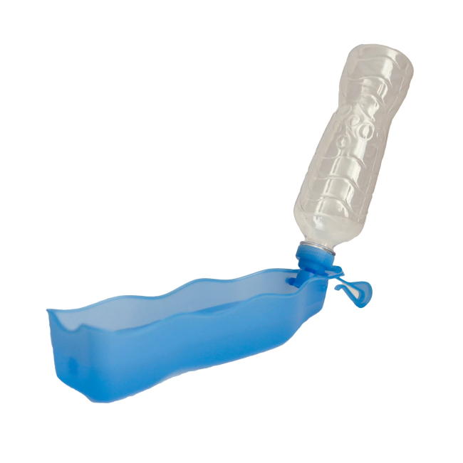 Rosewood Drinking Bottle blue and clear in open opsition