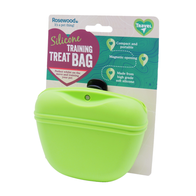 Green Silicone Dog Treat Bag with cardboard packahing