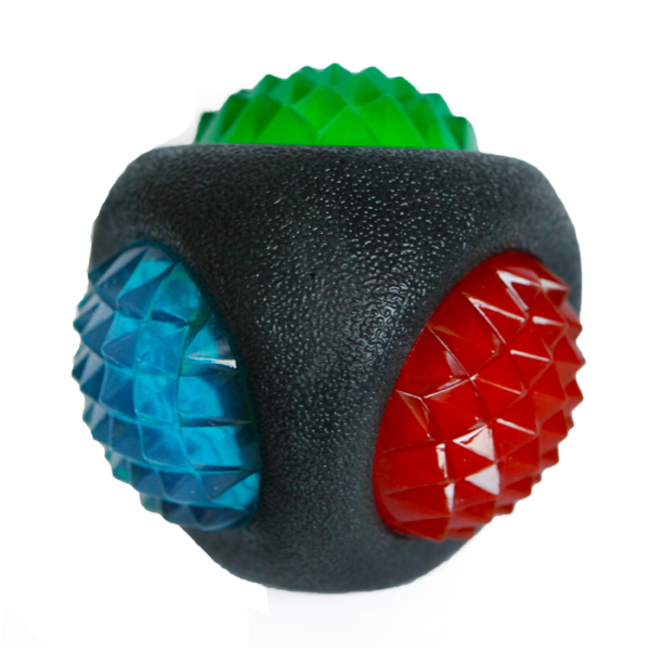 Rosewood Catch & Flash Ball Dog Toy blue red and green colors