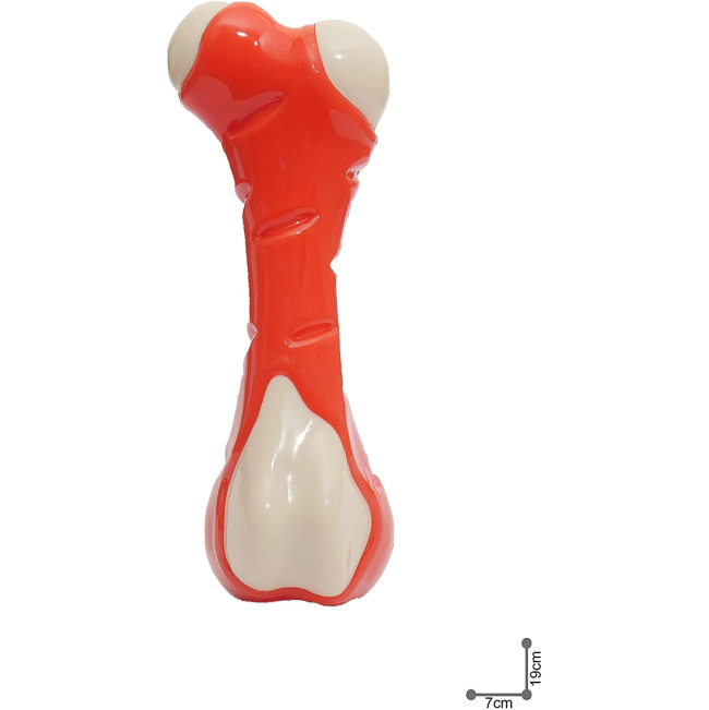 Chicken-Flavoured Bone Dog Chew Toy rubber bone size to scale