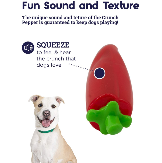Crunch Veggies Dog Chew Toys red pepper squeeze to hear sound and texture
