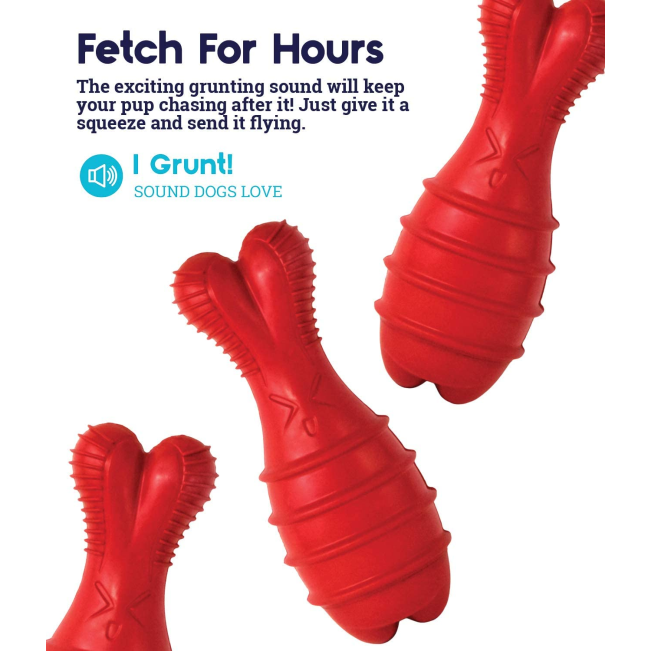Grunt Fetch Stick Bunny Dog Toy red rubber stick fetch for hours