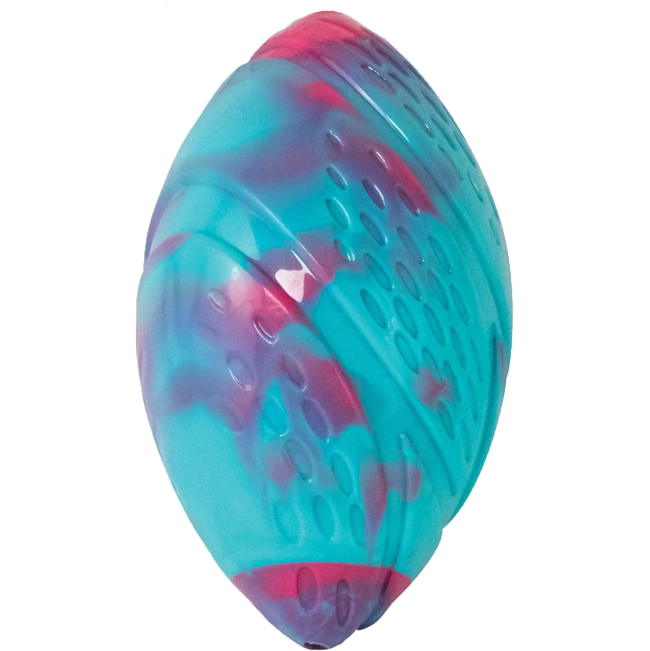 Grunt Fetch Football Dog Toy blue and pink