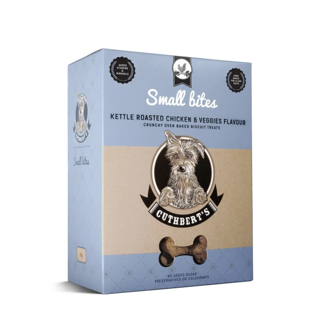 Roasted Chicken & Veg Dog Biscuits light blue packaging